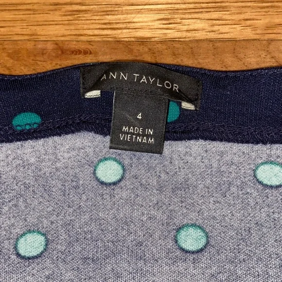 Ann Taylor Dark Blue Dress with Teal Dots - Picture 4 of 7